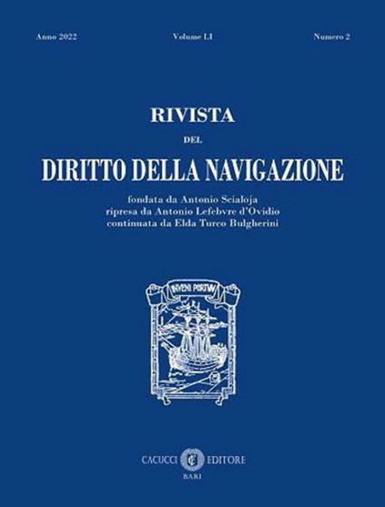 Rivista del diritto della navigazione (2022). Vol. 2 - copertina