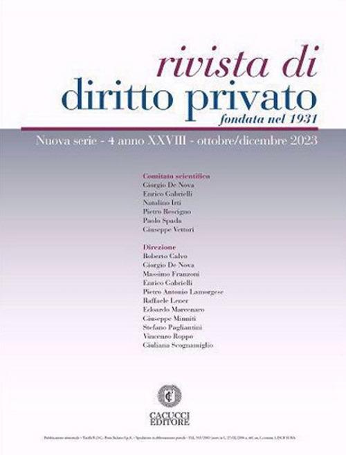 Rivista di diritto privato (2023). Vol. 4 - copertina