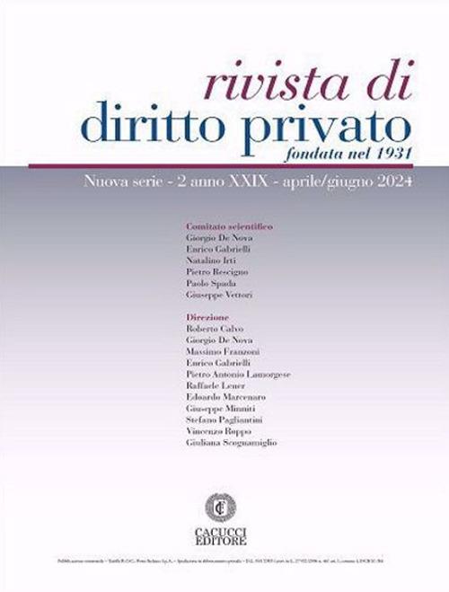 Rivista di diritto privato (2024). Vol. 2 - copertina