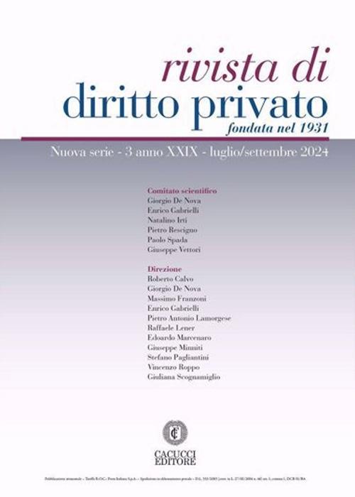 Rivista di diritto privato (2024). Vol. 3: Luglio/settembre - copertina