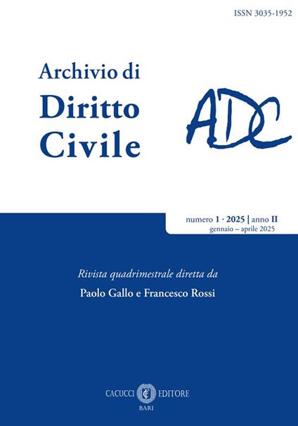 Archivio di diritto civile (2025). Vol. 1: Gennaio-aprile - copertina