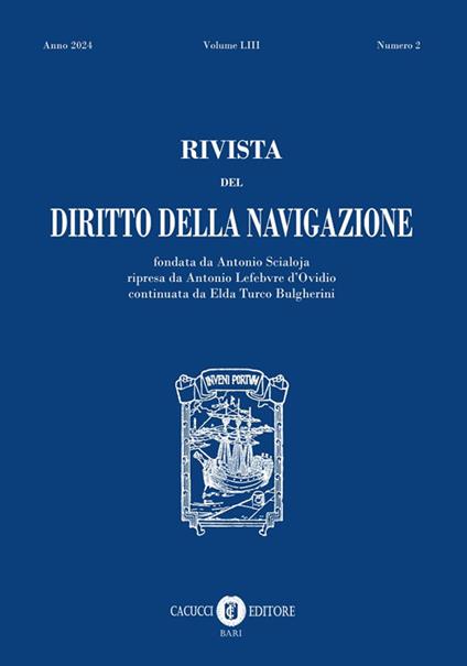 Rivista del diritto della navigazione (2024). Vol. 2 - copertina