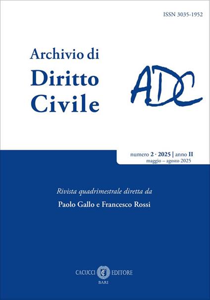 Archivio di diritto civile (2025). Vol. 2: Maggio-agosto - copertina