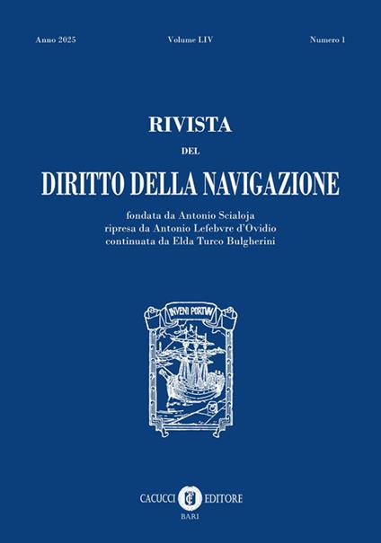 Rivista del diritto della navigazione (2025). Vol. 1 - copertina