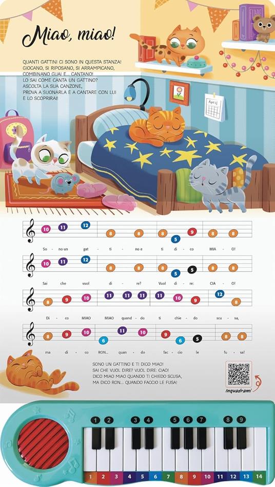 Il libro pianoforte dei cuccioli. Con 8 canzoncine facili facili da leggere, cantare e suonare! Ediz. a colori. Con QR code per ascoltare le canzoni - Anna Casalis - 2