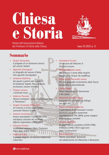 Chiesa e storia. Rivista dell’Associazione Italiana dei Professori di Storia della Chiesa (2021). Vol. 11 - copertina