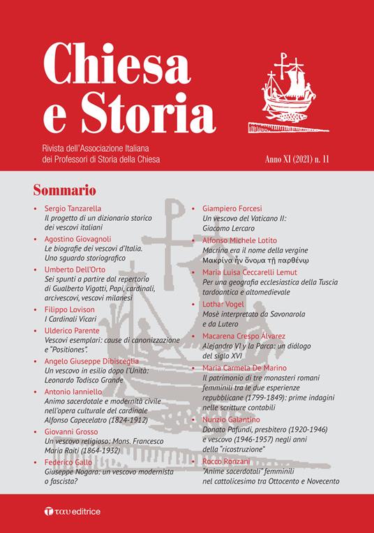 Chiesa e storia. Rivista dell’Associazione Italiana dei Professori di Storia della Chiesa (2021). Vol. 11 - copertina