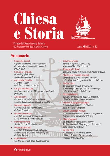 Chiesa e storia. Rivista dell’Associazione Italiana dei Professori di Storia della Chiesa (2022). Vol. 12 - copertina