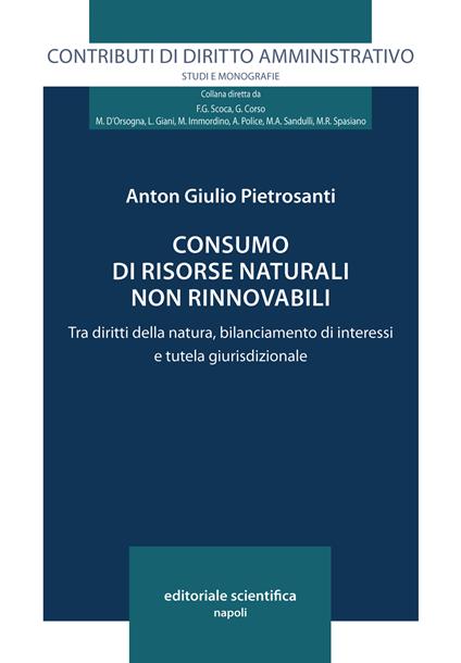 Consumo di risorse naturali non rinnovabili. Tra diritti della natura, bilanciamento di interessi e tutela giurisdizionale - Anton Giulio Pietrosanti - copertina
