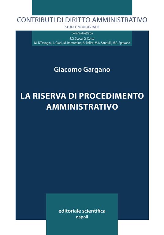 La riserva di procedimento amministrativo - Giacomo Gargano - copertina