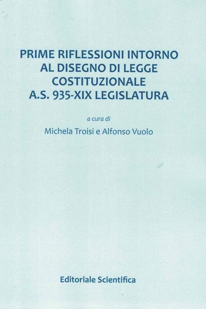 Prime riflessioni intorno al disegno di legge costituzionale A.S. 935-XIX Legislatura - copertina