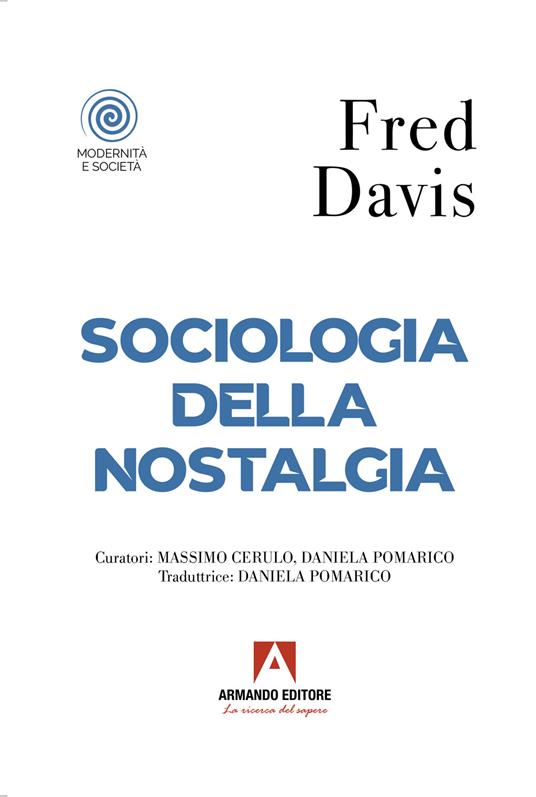 Sociologia della nostalgia - Fred Davis - copertina