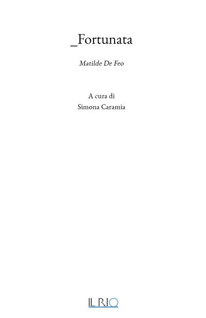 _Fortunata. Matilde De Feo - copertina