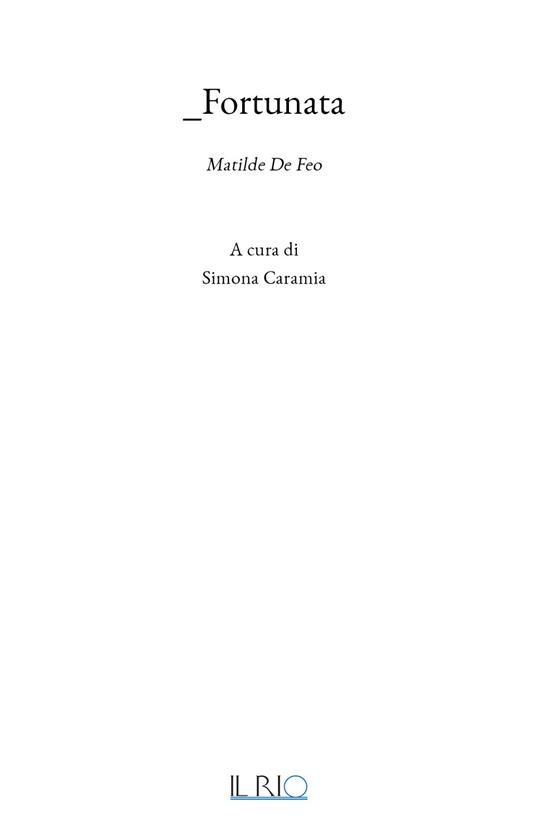 _Fortunata. Matilde De Feo - copertina