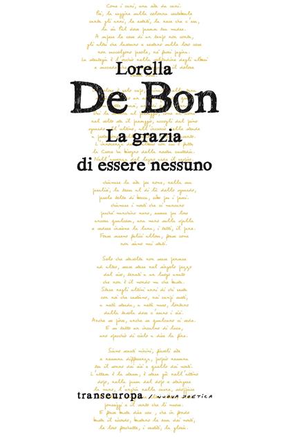 La grazia di essere nessuno - Lorella De Bon - copertina
