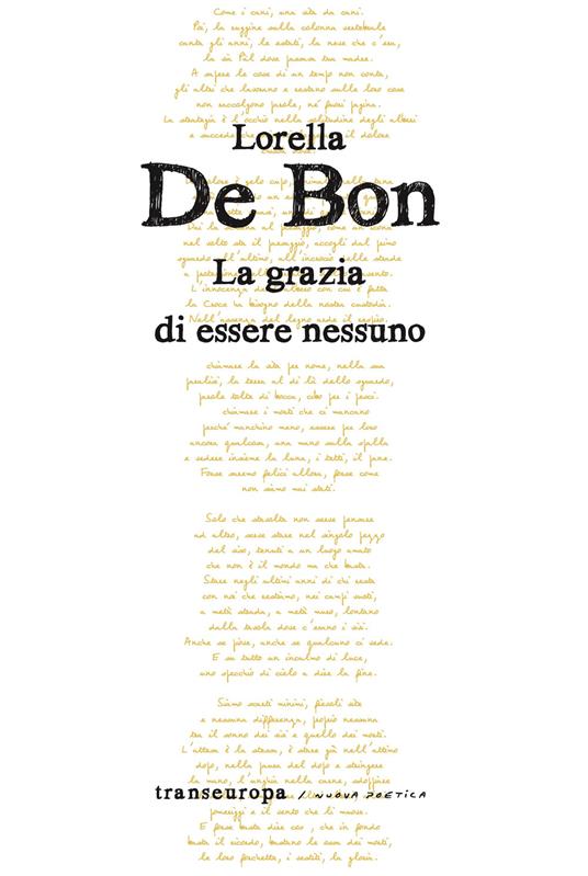 La grazia di essere nessuno - Lorella De Bon - copertina
