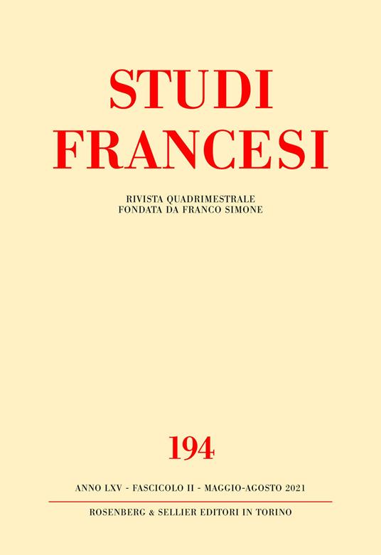 Studi francesi. Vol. 194: Baudelaire et son cénacle - copertina