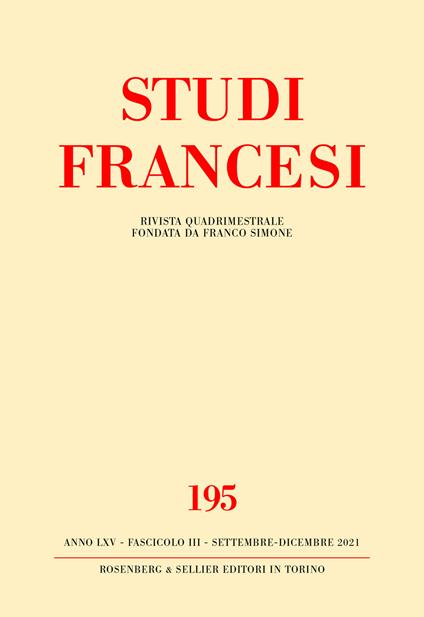 Studi francesi. Ediz. italiana e francese. Vol. 195: Christine de Pizan en 2021: traditions, filiations, genèse et diffusion des textes. - copertina