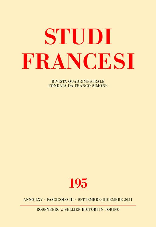 Studi francesi. Ediz. italiana e francese. Vol. 195: Christine de Pizan en 2021: traditions, filiations, genèse et diffusion des textes. - copertina