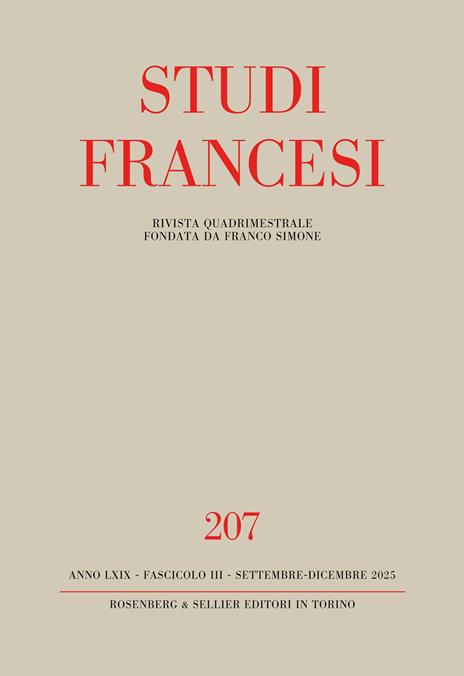 Studi francesi. Vol. 207 - copertina