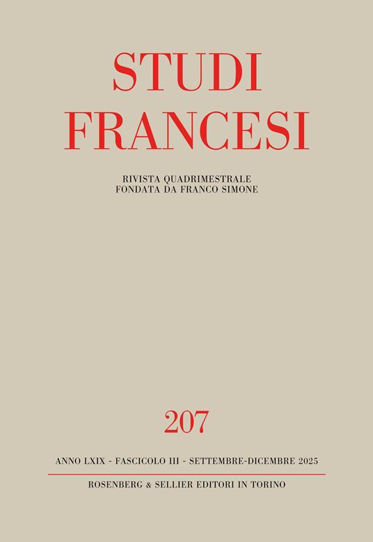 Studi francesi. Vol. 207 - copertina