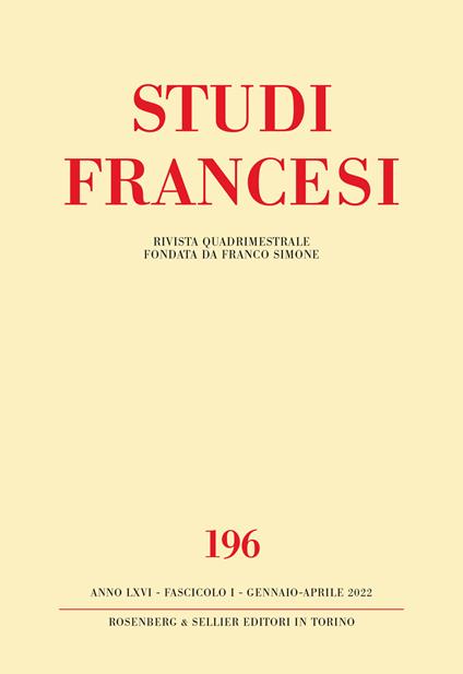 Studi francesi. Vol. 196 - copertina