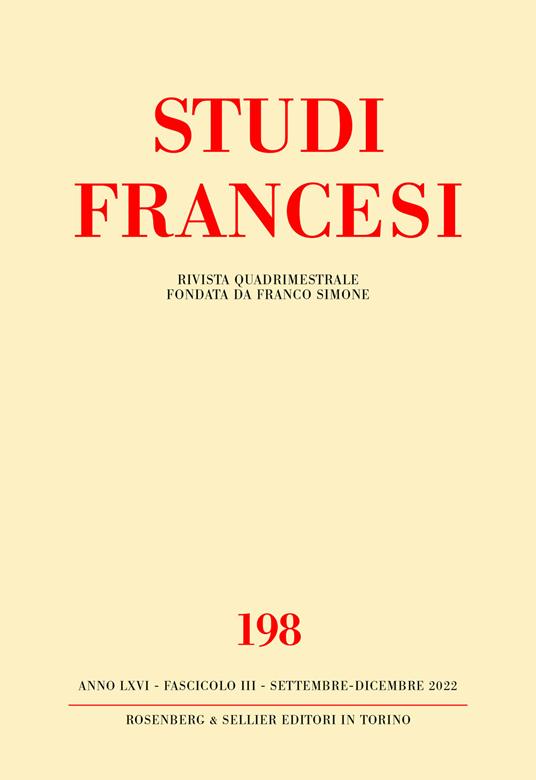 Studi francesi. Vol. 198 - copertina