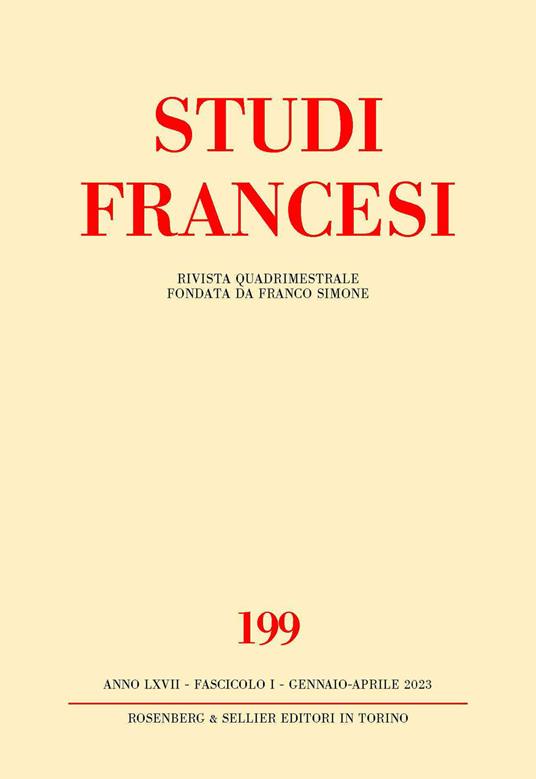 Studi francesi. Vol. 199: Yves Bonnefoy cent ans (1923-2023). Rencontres - copertina