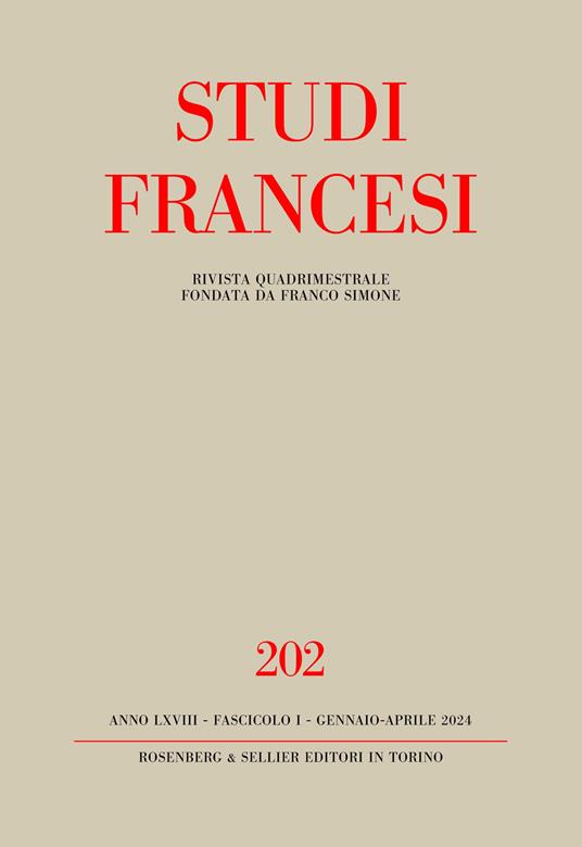 Studi francesi. Vol. 202 - copertina