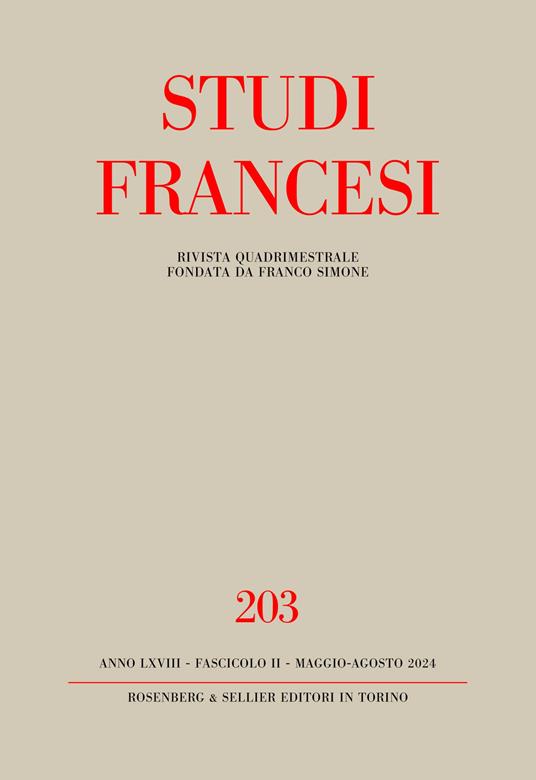 Studi francesi. Vol. 203: Agrippa d'Aubigné poète du «Printemps» - copertina