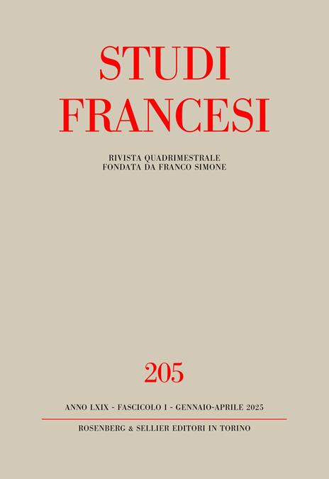 Studi francesi. Vol. 205 - copertina