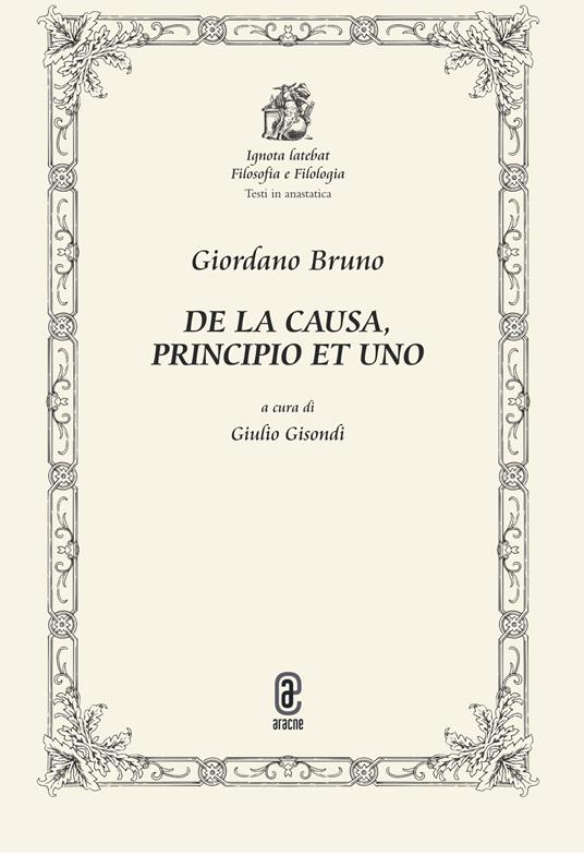De la causa, principio et uno - Giordano Bruno - copertina