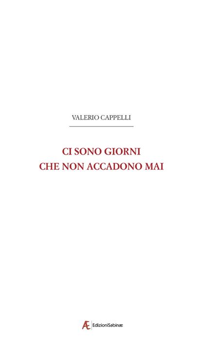 Ci sono giorni che non accadono mai - Valerio Cappelli - copertina
