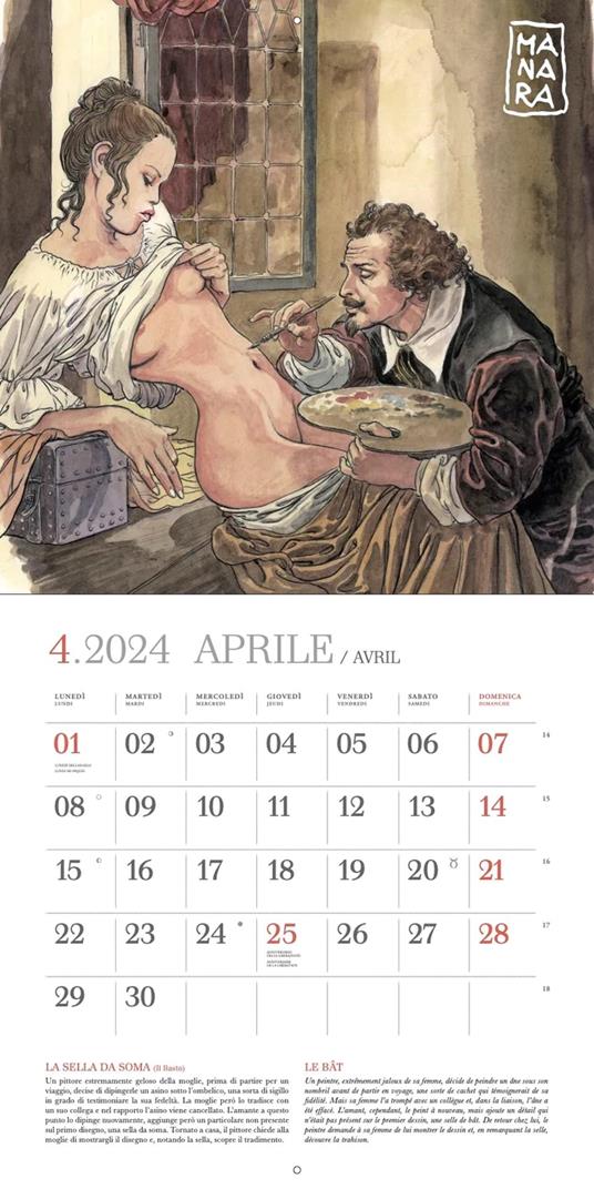 Milo Manara. Le favole libertine. Calendario 2024 - Milo Manara,Jean de La Fontaine - 3