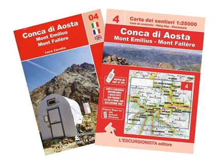 Conca di Aosta, Mont Emilius, Mont Fallere carta dei sentieri 1:25.000. Con guida Trekking Week-end. Ediz. italiana, inglese e francese - Luca Zavatta - copertina