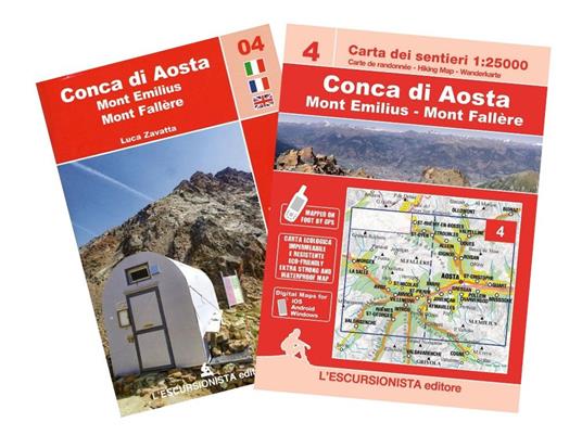 Conca di Aosta, Mont Emilius, Mont Fallere carta dei sentieri 1:25.000. Con guida Trekking Week-end. Ediz. italiana, inglese e francese - Luca Zavatta - copertina
