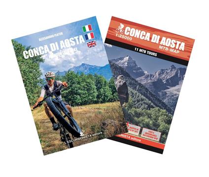 Conca di Aosta in mountain bike. Carta dei sentieri 1:25000. Con guida ai percorsi. Ediz. multilingue. Con Carta geografica ripiegata - Alessandro Plater - copertina