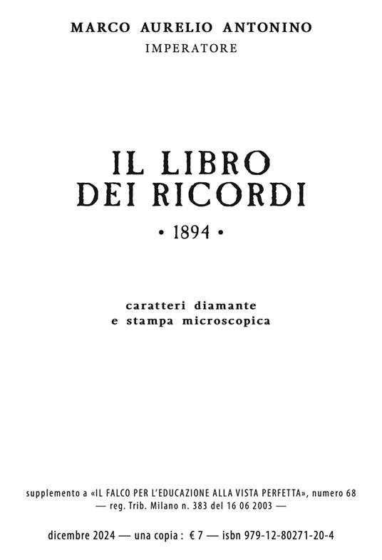 Il libro dei ricordi (rist. anast. 1894). Ediz. integrale - Marco Aurelio - copertina