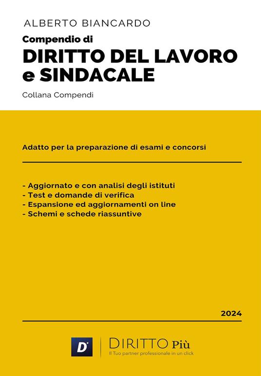Compendio di diritto del lavoro e sindacale - Alberto Biancardo - copertina