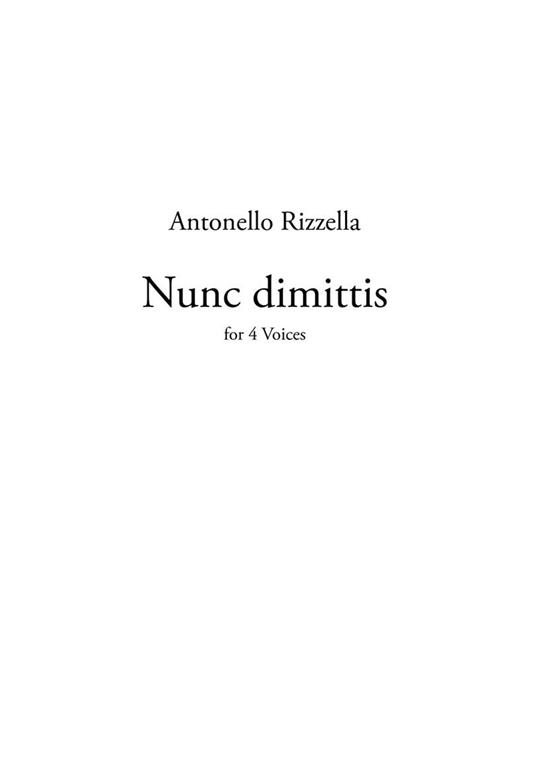 Nunc dimittis. For 4 voices. Partitura - Antonello Rizzella - copertina