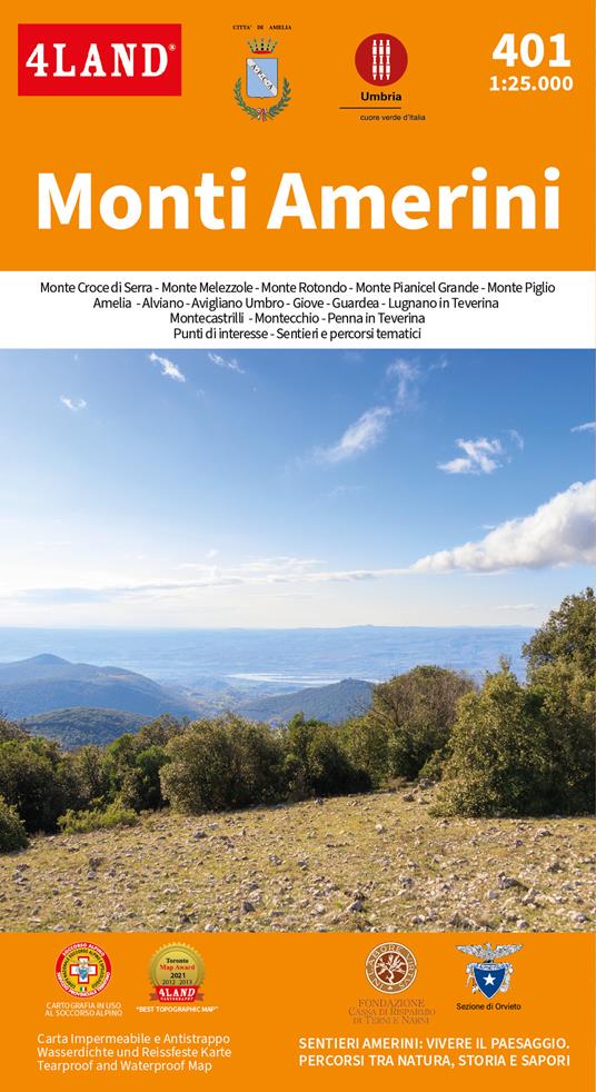 Monti Amerini. Carta 1:25.000 - 4LAND Srl,Collaboratori Bollati Andrea - copertina