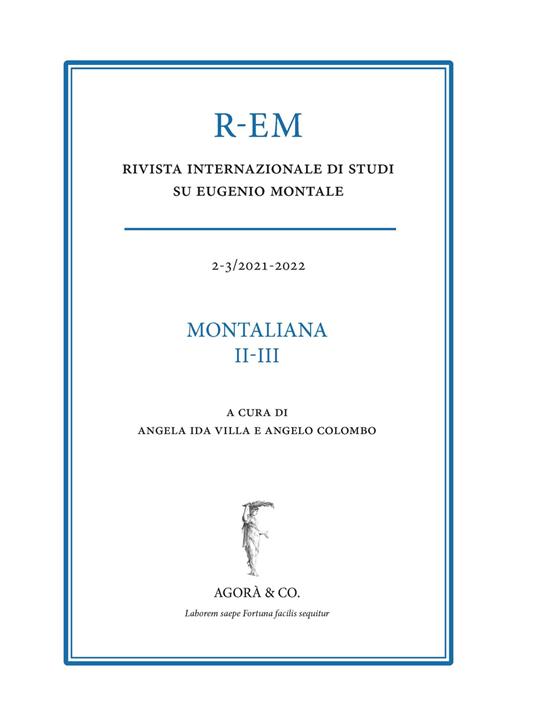 R-EM. Rivista internazionale di studi su Eugenio Montale (2021-2022). Vol. 2-3 - copertina