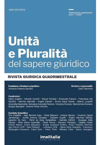 Unità e pluralità del sapere giuridico (2023). Ediz. integrale. Vol. 1 - copertina