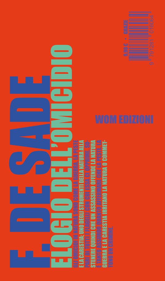 Elogio dell'omicidio - François de Sade - copertina