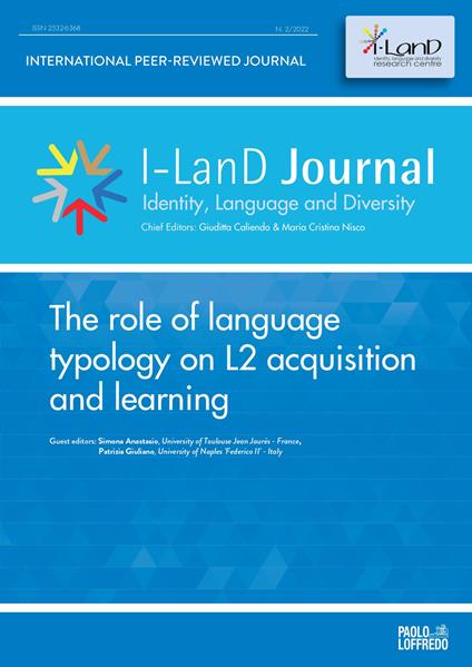 I-LanD Journal, Identity, Language and Diversity (2022). Vol. 1: The role of language typology on L2 acquisition and learning - copertina