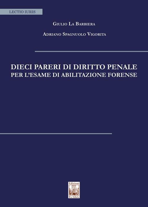 Dieci pareri di diritto penale per l'esame di abilitazione forense - Giulio La Barbiera,Adriano Spagnuolo Vigorita - copertina