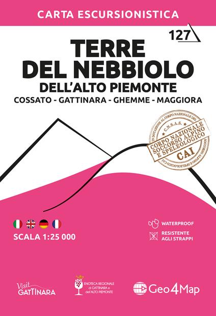 Terre del Nebbiolo-Gattinara-Cossato-Maggiora. Carta escursionistica 1:25.000 - copertina
