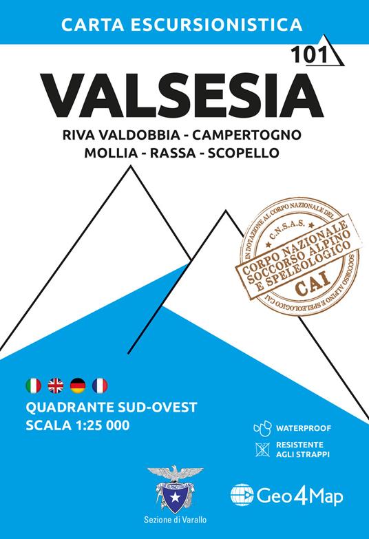 Valsesia sud-ovest. Riva Valdobbia, Campertogno, Mollia, Rassa, Scopello 1:25.000 - copertina