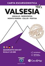 Valsesia sud-est. Varallo, Borgosesia, Monte Fenera, Cellio, Postua. Carta escursionistica 1:25.000