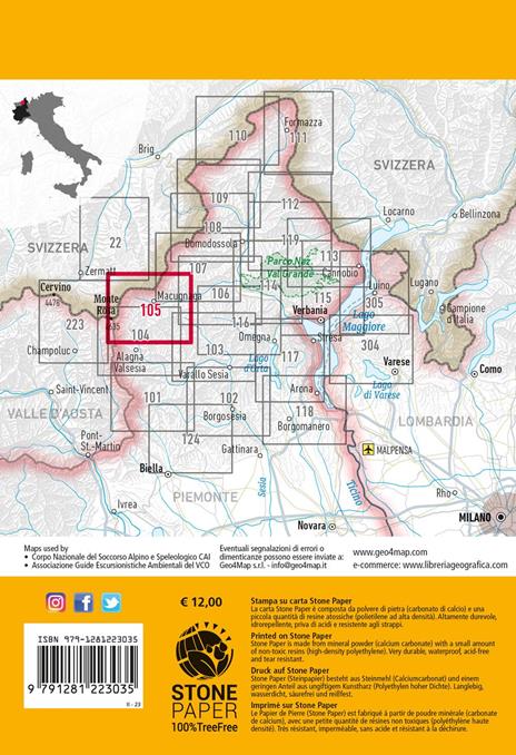 105 Valle Anzasca. Monte Rosa versante nord, Macugnaga 1:25.000 - 4